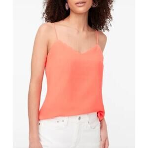 J. Crew Coral Scallop-Trim Silk Cami Tank